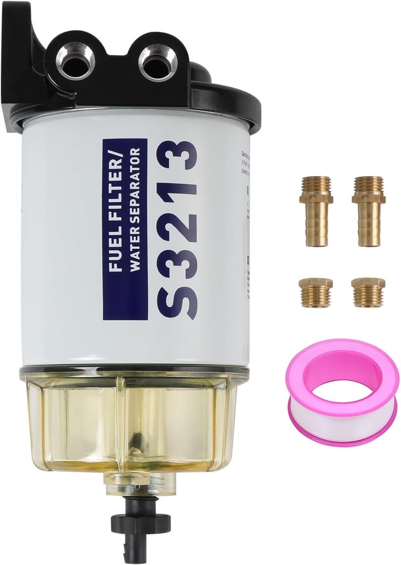 CARMOCAR Fuel Filter Water Separator replacement for Marine Outboard Motor Mercury with 3/8" Barb x 1/4" NPT brass Fittings Replaces# S3213, S3214, 35-60494-1, S3213, 18-7932-1, 18-17928, 35-809097 - Image 1